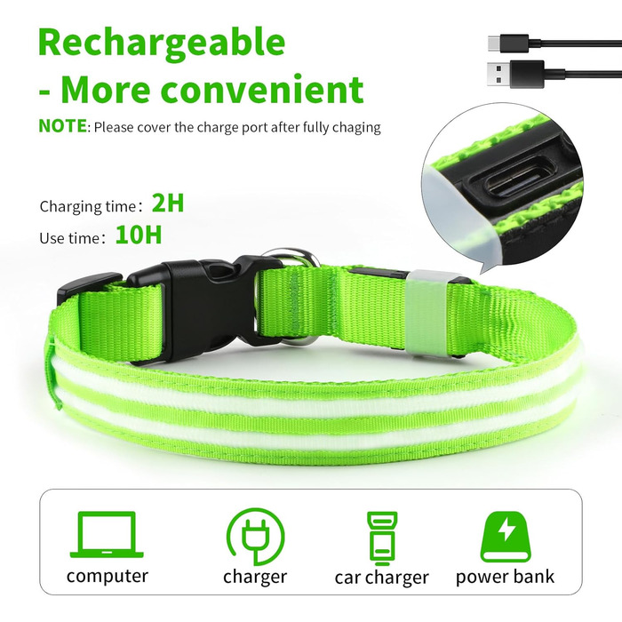 Світлодіодне нашийник для собак Leuchthalsband - світловий нашийник для собак, водонепроникний, 3 режими світіння, підходить для собак маленьких, середніх та великих порід