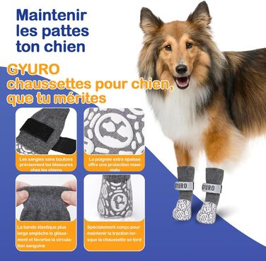 Антиковзаючі собачі шкарпетки для дому (XXL, сірий) - захист лап від слизькості та подряпин