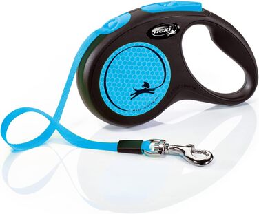 Повідок-рулетка Flexi New Neon S, чорний/неоново-синій, 5 м для собак