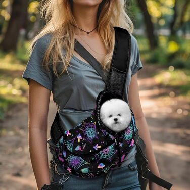 COEQINE Сумка-переноска для собак середніх порід, переноска для тварин, для цуценят, через плече, гаманець, з товстим підкладкою, регульований плечовий ремінь для Йоркширських тер'єрів, Чихуахуа (Павутина з грибів)