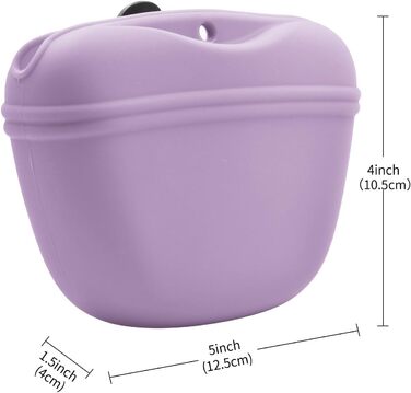 Сумка для корму для собак AUDWUD з силікону, портативний контейнер для тренувань з кліпсою, практичний магнітний замок, 2 шт. (Блакитне озеро + Гібіскус)