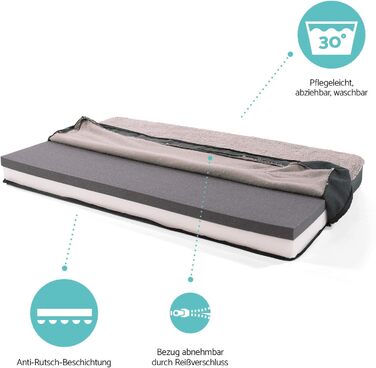 Ортопедичне ліжко для собак Balu, XXL (120x100 см), коричневе, з пам'яті ефекту, дихаюче, нековзне, знімний чохол