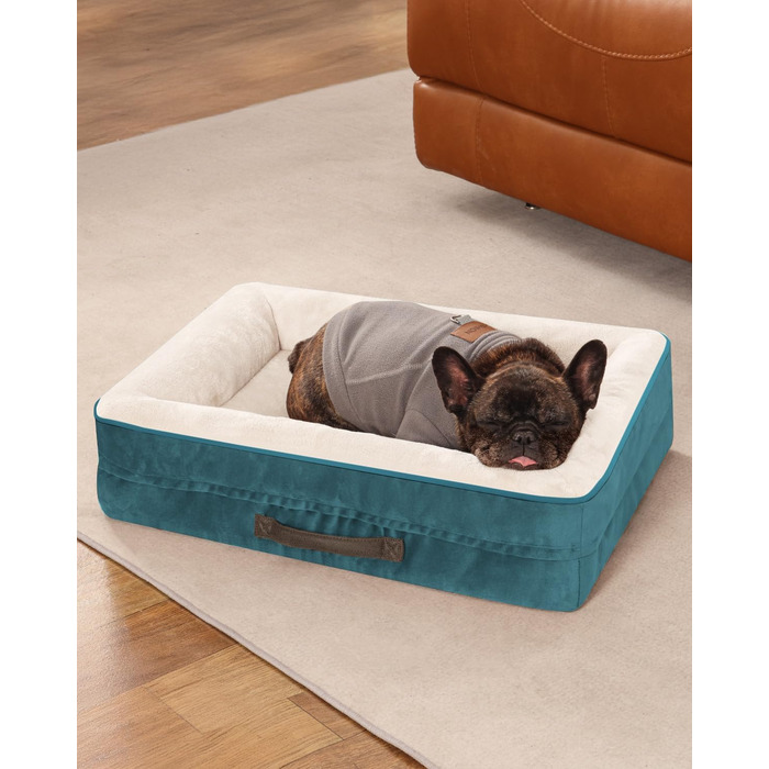 Ортопедичне ліжко для собак XL, корзина для собак, що можна прати, з яєцеподібною піною, водовідштовхуване диван для собак з неслизьким дном та чотиристоронньою подушкою (61x46x15см, блакитний)