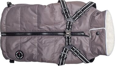 Зимова куртка для собак CHIARA Nick з шлейкою CHJ-2331DB-3 XL - тепла, водонепроникна, вітронепроникна, поліестер, індивідуальна посадка, темно-сіра (M, Сірий)