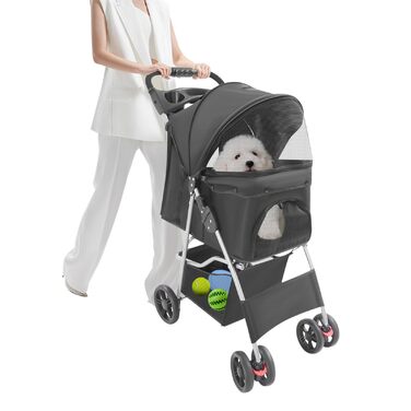 Трансформер для собак і котів: складаний візок для тварин з кошиком, вантажопідйомність 15 кг, колеса з блокуванням, для собак і котів середніх розмірів