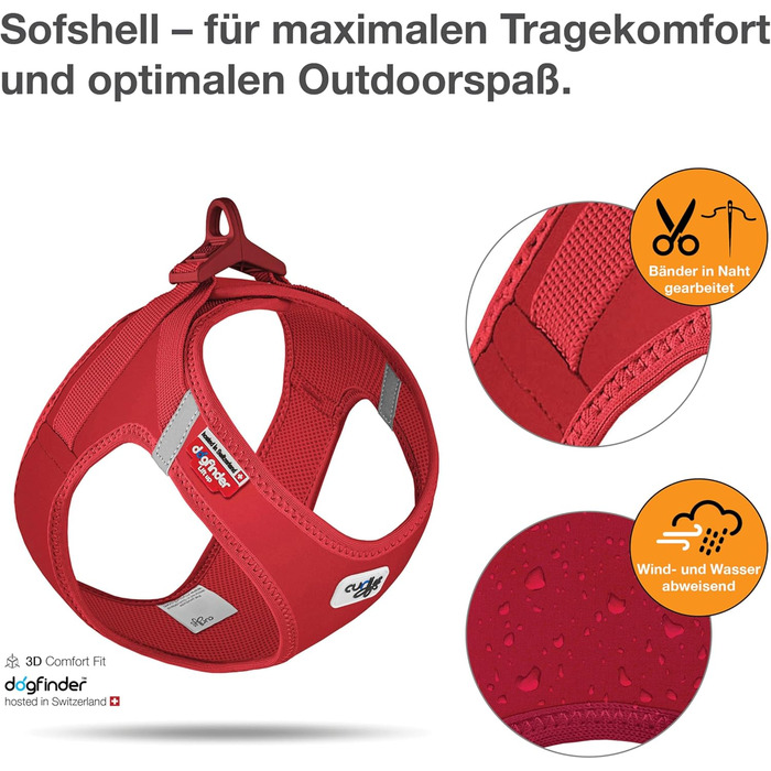 Шлейка для собак Curli Clasp Softshell, червона, розмір M