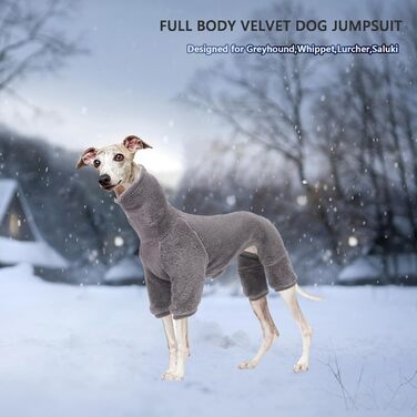 Теплий флісовий халат для грейхаундів, одяг для віппетів з ніжками, вітрозахисний комбінезон з коміром-стійкою для собак, флісовий халат для собак, теплий зимовий светр для віппетів, лахкан, салускі (S, сірий)