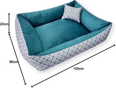 4L Textil OTTO: Лежанка для собак, корзина для собак, м'яке ліжко для собак, лежанка-софа, колір - блакитний (100x80 см)