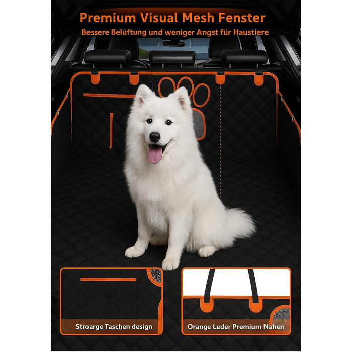 Захист для автосидіння для собак GlobalTrend – водовідштовхувальний, нековзний, 4-в-1 з боковими захистами, захистом від подряпин та кишенями – для собак будь-якого розміру