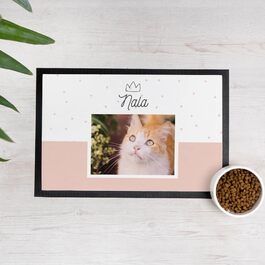 Персоналізована підставка під миску для собак та котів Wanapix з іменем та фото | Килимок для тварин | 60 x 40 см