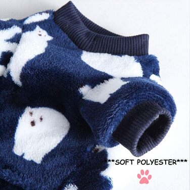 Теплий флісовий костюм для собак, м'який одяг для собак, комбінезон для собак, тепла бавовняна одяг для маленьких собак та котів (Синій Ведмедик, XL)