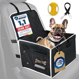 Автокрісло для собак VANEJA: безпечне та зручне автокрісло для маленьких собак, чорного кольору, з водонепроникним кошиком та фіксаторами, TÜV-сертифіковане