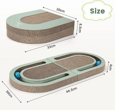 Кігтеточка PETTOM для котів з м'ячиком, двостороння, 66*30*4 см