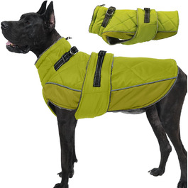 Водонепроникний зимовий одяг для собак великих порід (Німецька дога) з високим коміром, 3XL, зелений