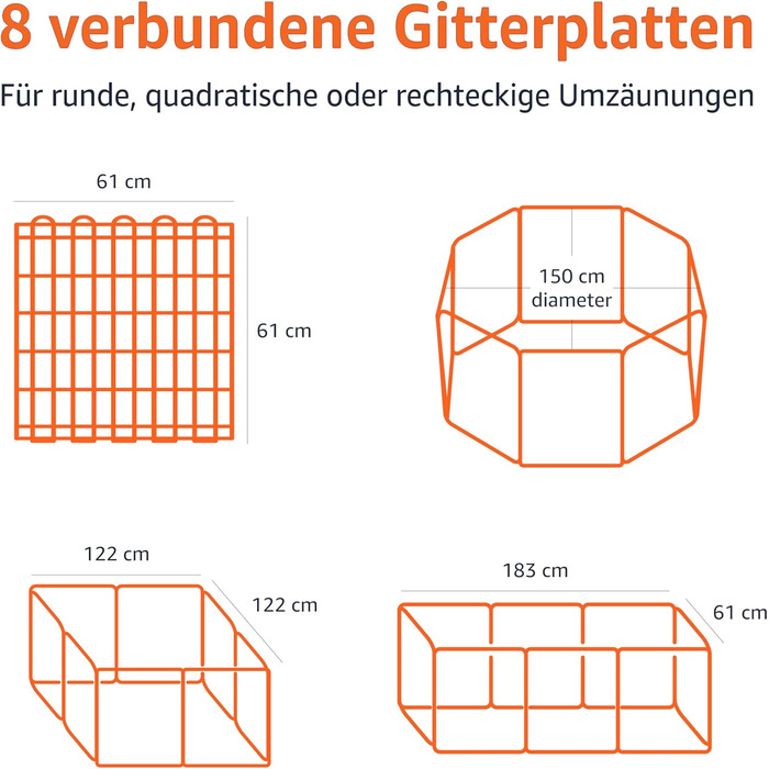 Клітка-вольєр для собак та інших домашніх тварин Amazon Basics, металева, складна, 91 см (76.2 см у висоту)