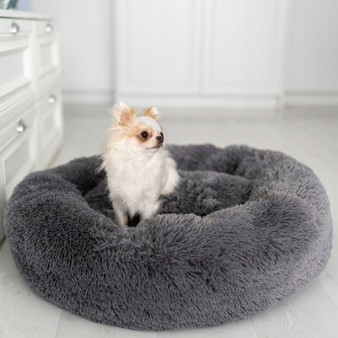 М'яке плюшеве ліжко для собак, сіре, 65 x 65 см