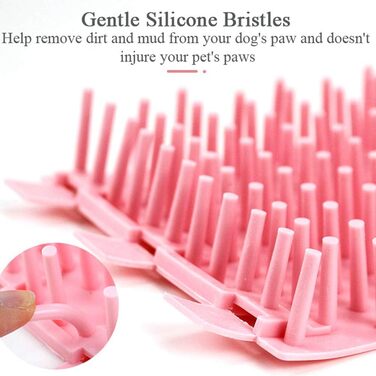 Очисник лап для собак та котів: мийка лап з м'якою силіконовою щіткою, рожевого кольору