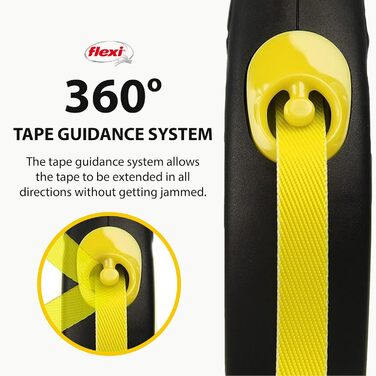 Рулетка-поводок для собак FLEXI New Fun Neon, 4,8 м, до 50 кг, чорний з неоном, автоматичний, зручний і стильний