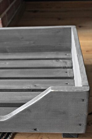 Ліжко для собак Dekorie з масиву хоза - 60-110 x 40-60 см - чорний кошик/софа для собак та котів (vintage)