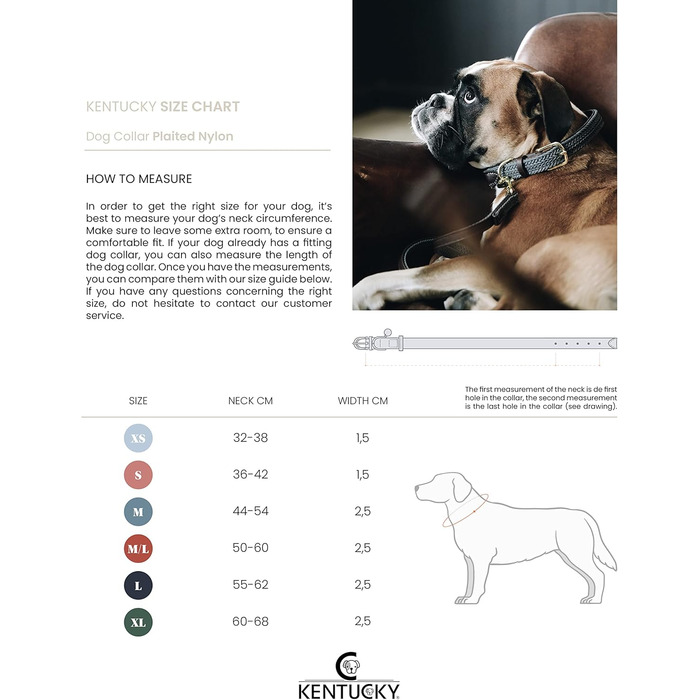 Kentucky Dogwear: Плетений нашийник для собак з нейлону Бордовий, розмір S, 42 см