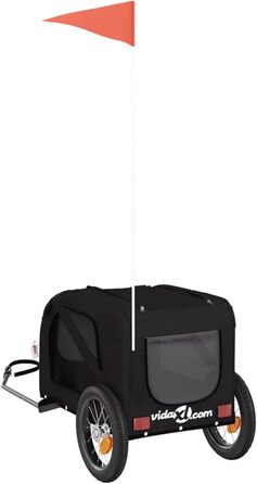 Причіп для велосипеда, переноска для собак, чорний, Oxford-тканина та метал