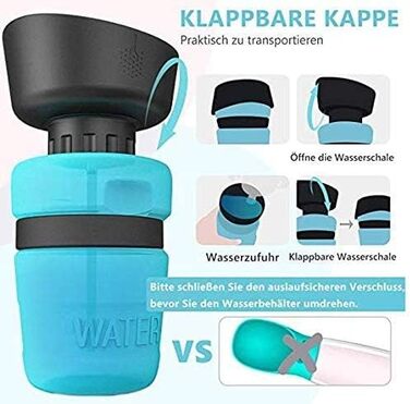 Турботрінка для собак SZRWD, 520 мл: портативна пляшка для води без BPA, для подорожей та прогулянок