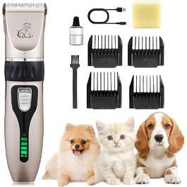 Машинка для стрижки собак, акумуляторна бездротова з 4 насадками, для собак, котів та всіх типів шерсті
