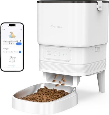 Автоматичний годівник для котів з Wi-Fi, 4L, керування через додаток, 10s запис голосу, для котів та собак (білий)
