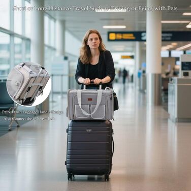 Трансформер для котів та собак, цуценят, кроликів, L, рожевий (сірий), для подорожей, схвалено авіакомпаніями