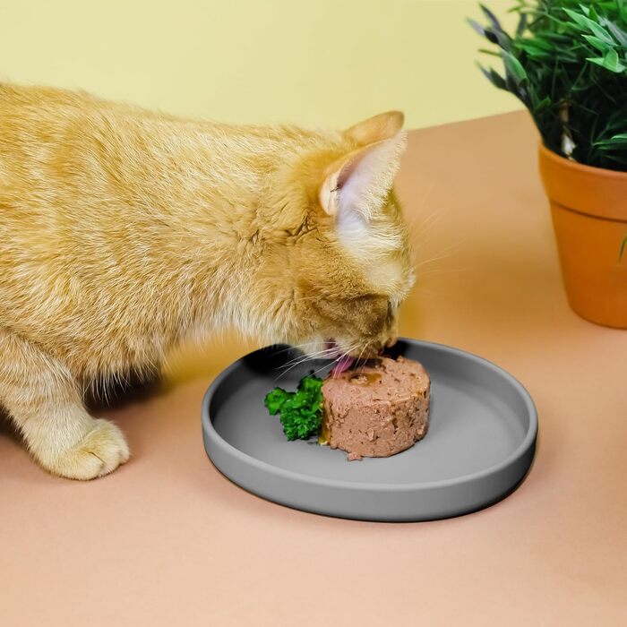 Миска для котів [Nala Collection] - широка миска для їжі | Силіконова миска | Миска для котячого корму (графітовий сірий)