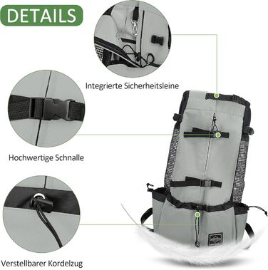 Рюкзак-переноска для собак ALLSOPETS, регульований, сірий шалфей, L