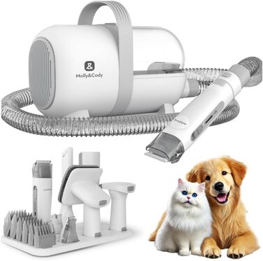 Набір для грумінгу тварин Molly&Cody SAMSON 7-в-1: машинка для стрижки, пилосос для шерсті, 6 насадок. Для собак та котів.