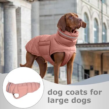 Зимовий теплий одяг для собак - водонепроникна куртка, тепла, захист від снігу. Підходить для великих собак, для осені та зими. Комфортний захист від холоду (Рожевий)