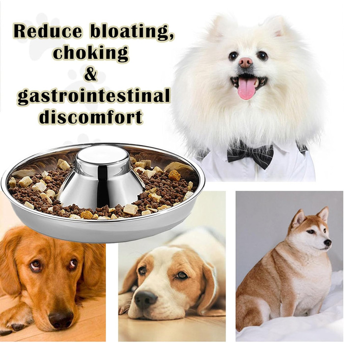 Набори мисок для цуценят Nexboraque (2 шт.) з нержавіючої сталі – 25,4 см, повільне годування, для кількох цуценят, собак та котів