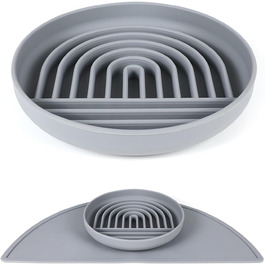 Силіконова миска для собак Slow Food, проти блювоти, не ковзає, сірого кольору