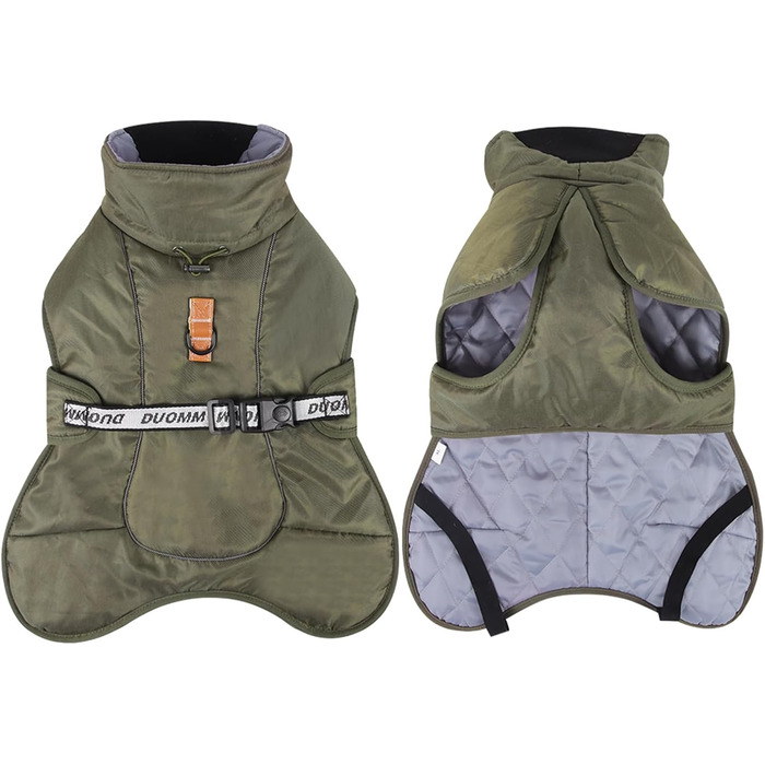 Зимовий одяг для собак FeimaX: теплий, вітронепроникний зимовий одяг для середніх та великих собак. Відображаючий, регульований жилет для тварин з кільцем D (зелений, 6XL)