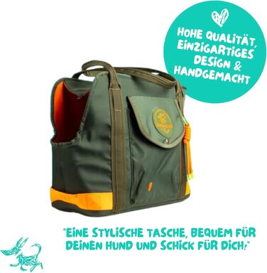 Сумка для собак Dog with a Mission | Переноска для собак | Сумка-переноска для тварин | Зелена/Помаранчева | 47 x 34 x 20 см