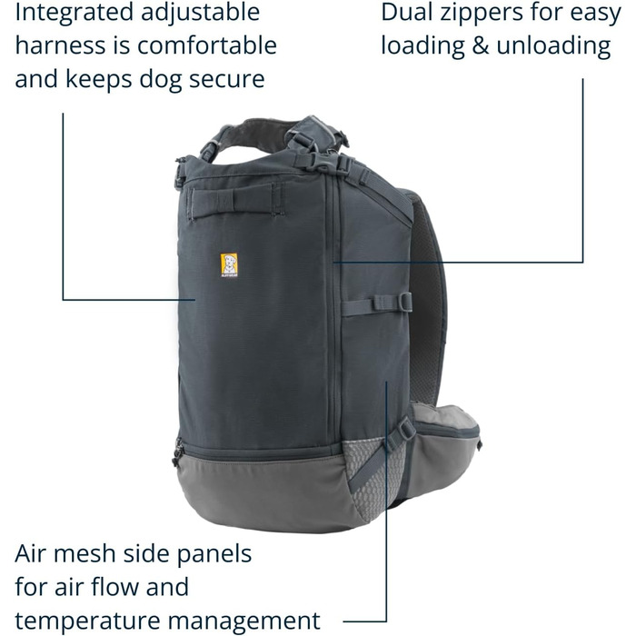 Рюкзак-переноска для собак Ruffwear Hitch Hiker, сірий Базальт, XS