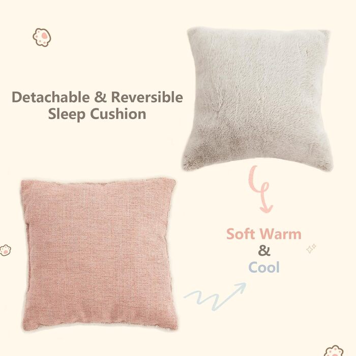 Кішка ліжко для котів, складана печеринка для котів, будиночок для котів з миючими подушками, ліжко для кошенят, маленьких домашніх тварин, кішка-намет, м'яке та тепле кішка ліжко для дому (M(38 x 15 x 15 дюймів), світло-рожевий)