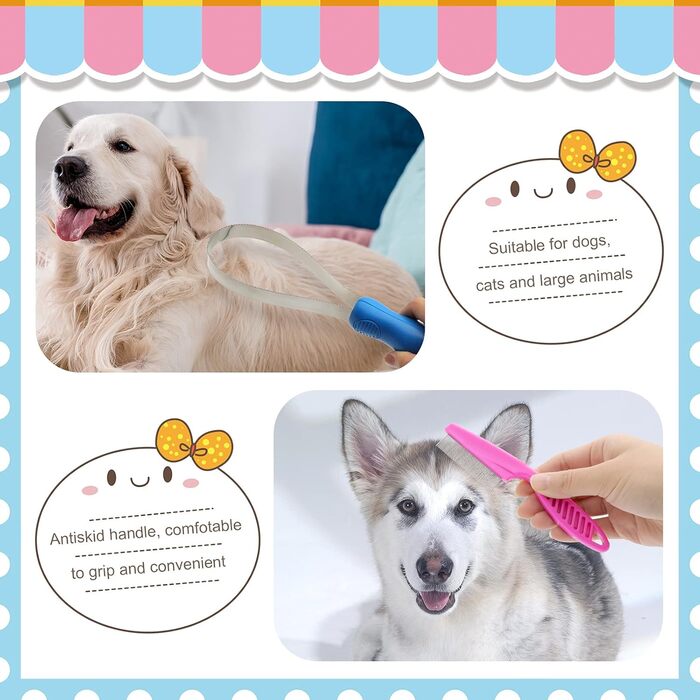 KALAMANDA Щітка для грумінгу собак та котів, двостороння, з нержавіючої сталі, з гребінцем, для грубої та тонкої шерсті, для догляду за кіньми