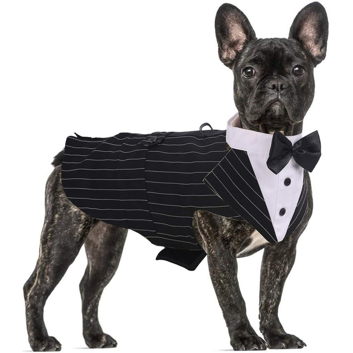 Смокінг для собак середнього та великого розміру, костюм, набір для косплею, святковий набір для собак L: обхват грудей 53-65 см, чорно-білий