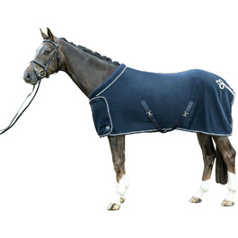 Флісова стібленка для коней HKM 7224 з коміром, стібленка стійлова та виїздна, червона, 145 см