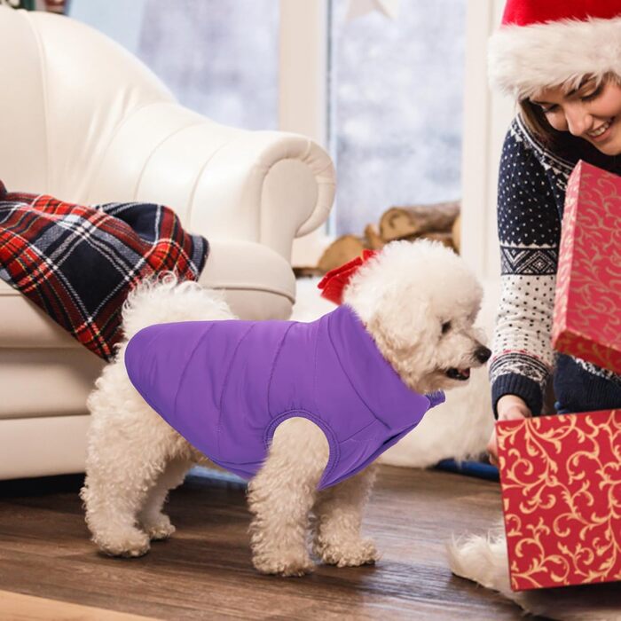 Зимовий теплий одяг для собак ASENKU: водонепроникна куртка та жилетка з флісовою підкладкою (Lila, XS)