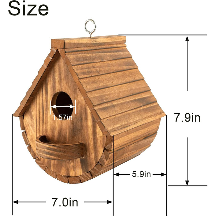 Будинок для птахів з сосни, підвісний, для садових птахів, стійкий до погодних умов, ідеальне житло для синиць, шпаків та інших диких птахів