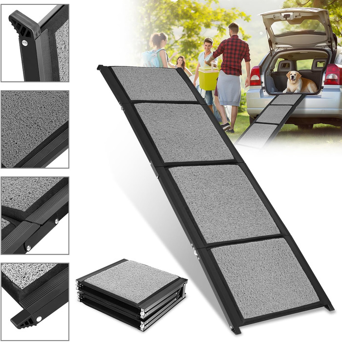 Рампа для собак, складана, 170x44 см – алюмінієва рампа з антиковзким покриттям, до 80 кг, для SUV, легкових авто, автодому