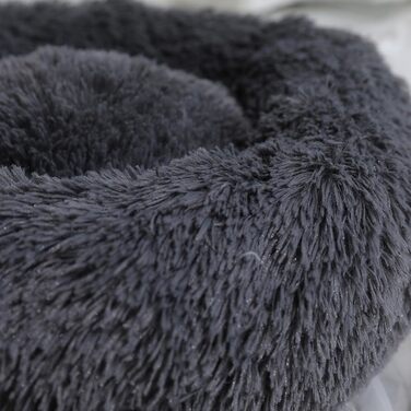 М'яке ліжко для собак у вигляді подушки-пончика, 60 см, темно-сірий колір