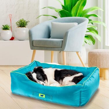 Ортопедичне ліжко для собак великих порід Ferplast: м'яке, знімний чохол, водонепроникне, 110 x 70 x 8 см (блакитне)