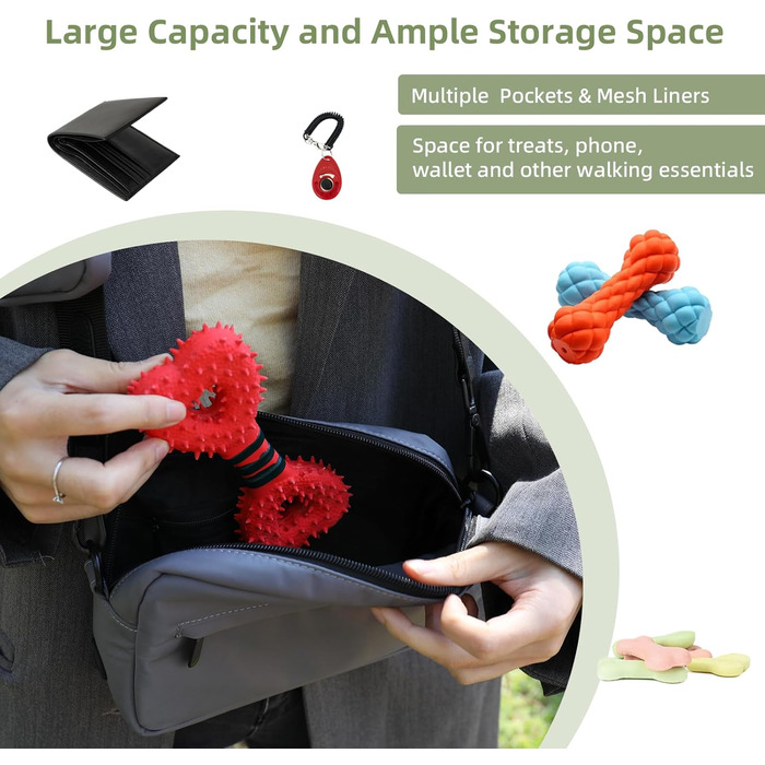 Сумка для ласощів для собак COOWONE - водонепроникна сумка для прогулянок з диспенсером для собачих екскрементів (світло-сіра)