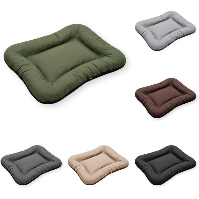 Лежак для великих собак 4L Textil KLEO, темно-зелений, 110x90 см, знімний чохол, ортопедичний матрац, праний, XXL