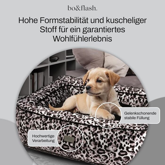 bo&flash Hundebett Boise 'Claudelle' - зручне ліжко для собак, розмір L - ліжко-софа для маленьких та великих собак, дизайн з можливістю прання, захищає суглоби, з антиковзким покриттям, Claudelle